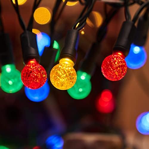 HXT Karácsonyi Fények Kültéri Akkumulátoros Több Szín Csinos Dekoratív String Fények,16.5 ft 50 LED Gömb Izzó, Időzítő 8 Vibrálás Lehetőségek