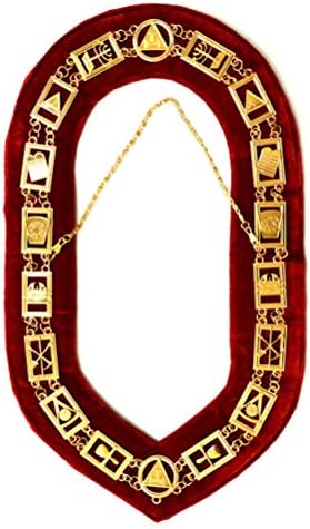 Tégla Szabadkőművesek Royal Arch Szabadkőműves Lánc Nyakörv - Arany/Ezüst, Piros