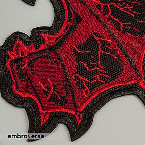 EMBROVERSE Démon Red Wings Patch - Veszély Halloween Kiegészítő Vissza Kabát - Hímzett Vas A Patch - 15 x 5,9 cm (38 x 15 cm)