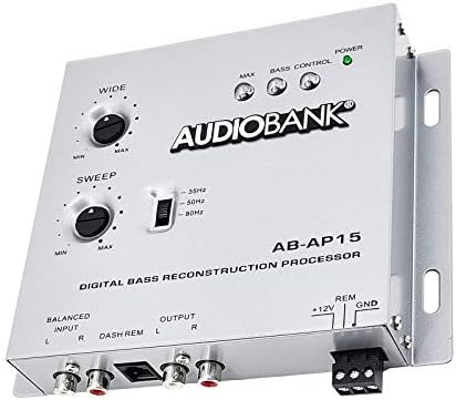 Audiobank 1/2 Din Car Audio Digitális Bass Processzor, Hang Restaurálás & Crossover Autós Mélysugárzó, Bass Gomb/Bemeneti Szint: