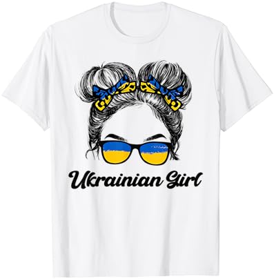 Kócos Haj, Napszemüveg Ukrán Lány Ukrajna Büszkeség Hazafias T-Shirt
