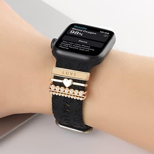 Gyűrű, dekoratív Hurkok Kompatibilis Apple Watch Szilikon Sáv 38mm 40mm, 41 mm-es 42mm 44 mm 45 mm, Fém, Gyémánt Gombok