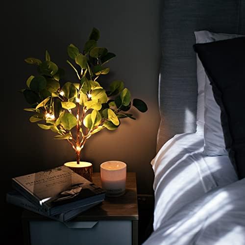 MEAIXEIY lakberendezés Hamis Növények 18 inch Alkalmas Szoba Decor Éjszakai Fény Modern Otthoni Irodai Dekoráció 30 LED String Fények,