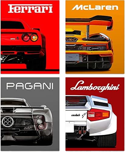 Modern Autó Plakátok Klasszikus Szuperautó Fal Művészi Nyomatok, 11x14 -sportkocsi, Fali Dekor, Hűvös Autóverseny-Ferrari, Lamborghini McLaren