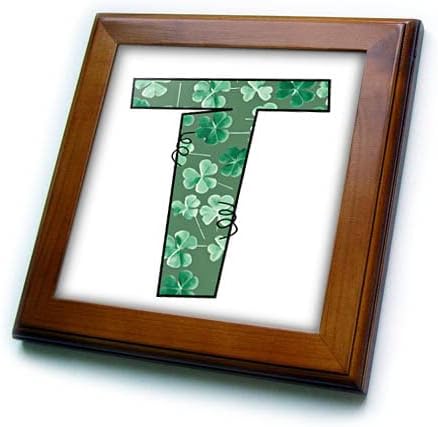 3dRose Aranyos Zöld négylevelű Lóhere Göndör Cue-Monogram Eredeti T - Keretes Lapok (ft-375832-1)