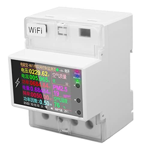 WiFi Energia-Mérő, Multifunkcionális AC85‑265V Smart Power Monitor ALKALMAZÁS Ellenőrzési Vasúti Szerelés a Bevásárlóközpont