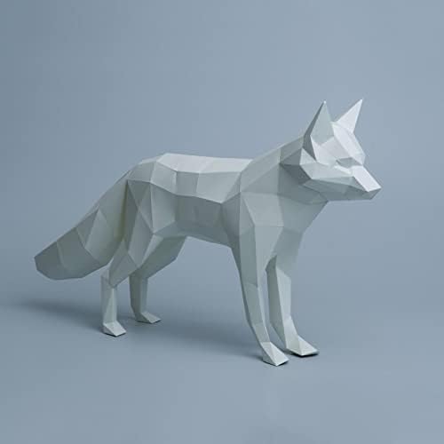 WLL-DP Snow Fox Kreatív Papír Szobor DIY Papír Modell Művészeti Papír Trófea Geometriai Origami Puzzle 3D-s Otthoni Dekoráció, Dísz