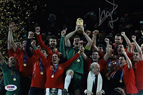 David Villa Aláírt Spanyolország 2010-Es világbajnokság 8x12 Fotó Psa Coa P45681 - Dedikált Futball Fotók