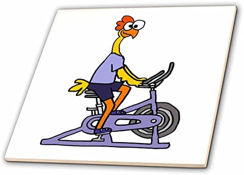 3dRose Vicces, Aranyos Gumi Csirke Centrifugálás Osztály Beltéri Kerékpározás Kerékpár - Csempe (ct_350337_1)