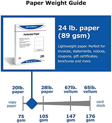PrintWorks Szakmai Perforált Papír Kimutatások, Számlák, Ajándék utalvány, Kupon, valamint Több, 8,5 x 11, 24 lb, 2 Vízszintes