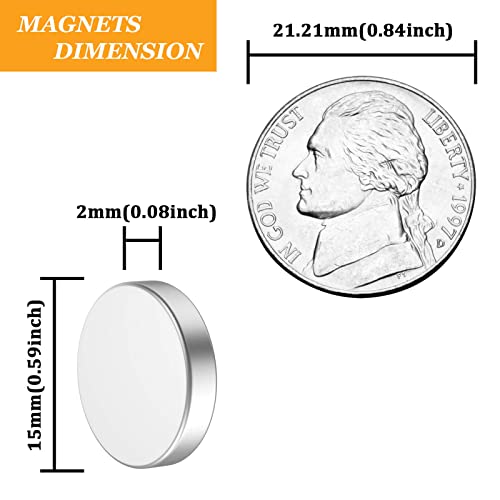 MIN CI 20db Erős Neodímium Korong Mágnes,15 x 2mm Ritka Föld Mágnesek nagy teljesítményű, Kis Kerek Mágnes a Hűtőben DIY Tudományos Modellek