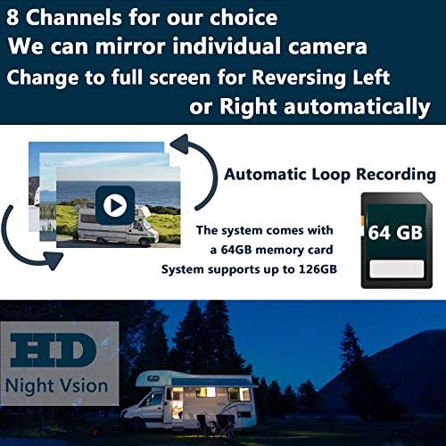 128GB 10.1 Audio Monitor Biztonsági Kamera Beépített DVR Kamera a RV Teherautó, Pótkocsi Hátsó Oldalsó Bejárati Biztonsági Megtekintése Vezetékes