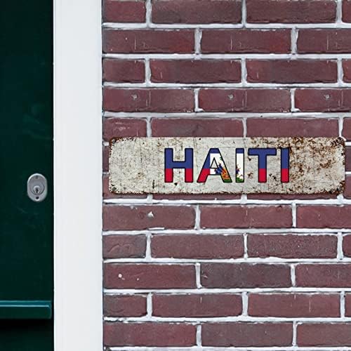 Madcolitote Haiti Zászló Egyedi utcatábla Haiti Fém Tábla Hazafias Dekoráció Fém Adóazonosító Jel Wall Art Parasztház Fali Dekoráció