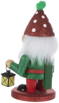 Piros, Fehér, Csillogó Pöttyös Gnome Diótörő Karácsonyi Mantel Dekoráció 8 Inch H