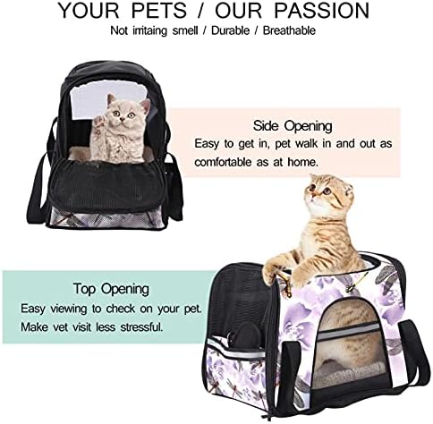 Kisállat Szállító Szitakötők Lila Nyomtatás Puha Oldalú Pet Travel Fuvarozók számára a Macskák,Kutyák, Kiskutya, Kényelmes, Hordozható,