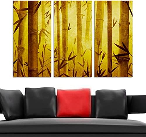 A Wall Art a nappaliban, olajfestmény, Vászon, Nagy Bekeretezett Bambusz Arany Erdő Mű Haza Hálószoba Decor 24x48