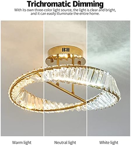 SXDS K9 Kristály Mennyezeti Lámpa Rozsdamentes Acél LED Szabályozható Fény Hálószoba, Étkező, Nappali, Dekoratív Mennyezeti Fény (Szín : D,
