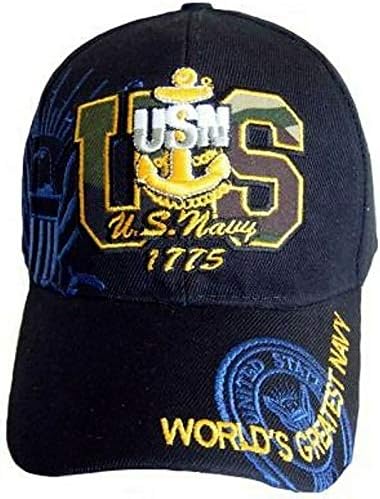 Hímzett Fekete amerikai Haditengerészet Horgony 1775 Jelkép Baseball Stílus kalap Sapka