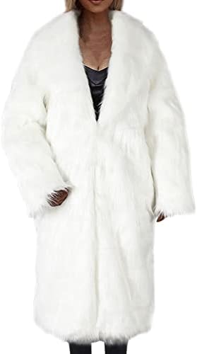 Női Kabát Téli Kabát Kabát Kabát, Hosszú Ujjú Alkalmi, Hosszú, Meleg Ál-Plüss Kabát női Eső Kabát kapucnival