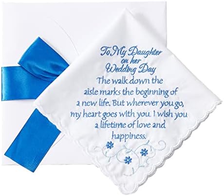 Esküvői Zsebkendőt, hogy A Lányom Esküvője Napján Valami Kék Menyasszony Ajándék Hímzett Zsebkendő (Stílus A)