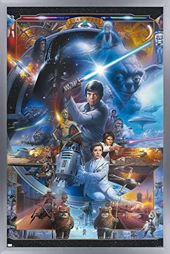 Tendenciák a Nemzetközi Star Wars: Eredeti Trilógia-Kollázs Fali Poszter, 22.375 x 34, Barnwood Keretes Változat