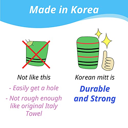 Koreai Nagy Hámlasztó Mitt Test Törölköző Szett - Nagy Méretű Kesztyűt, majd Vissza Mosó Eltávolítja az elhalt (3 db) (Zöld,