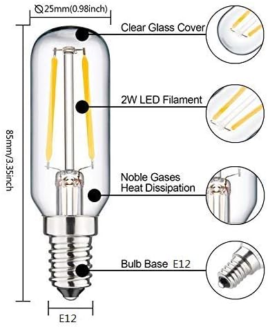 Lxcom Világítás E12 LED-es Izzó 2W Gyertyatartót Izzó 20W Egyenértékű T25, Cső alakú, Átlátszó Üveg LED-Végtelen szálból készült Csillár
