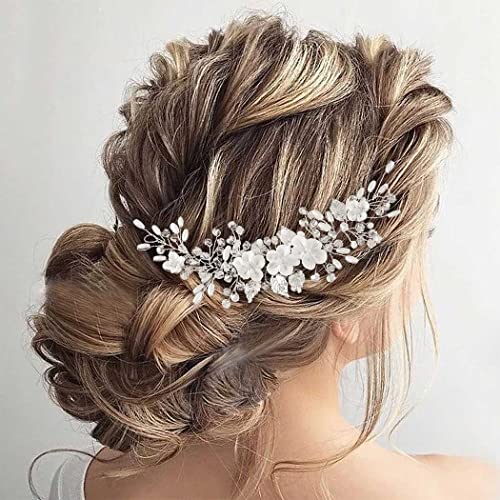 GORAIS Virág Menyasszony Esküvői Haj Szőlő Ezüst Strasszos Menyasszonyi Fejdísz Gyöngy, Haja Darab Levél Haj Kiegészítők Nők, Lányok