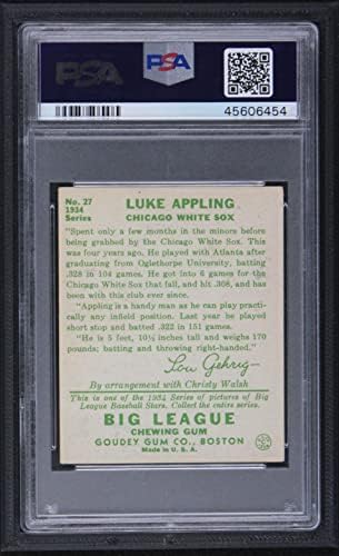 1934 Goudey 27 Luke Appling Chicago White Sox (Baseball Kártya) PSA a PSA 4.00 White Sox