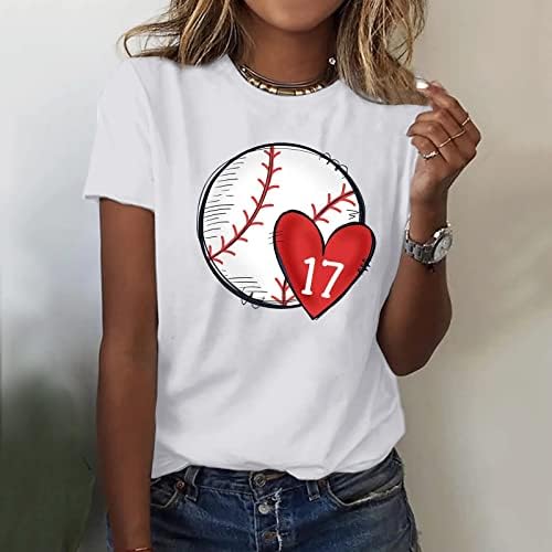 Nyári Felsők Női Baseball Grafikus Póló Aranyos Baseball Nyomtatott Nyári Rövid Ujjú Póló Alkalmi Sport Kupakos