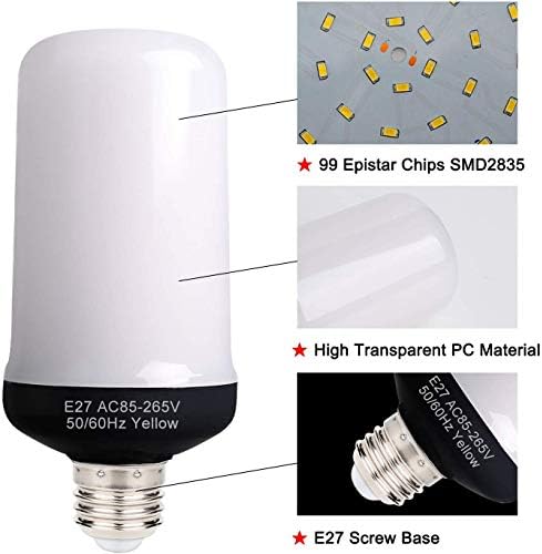 LED Szimulált Tűz Vibrálás Láng Hatású Izzó, E26 Bázis 6W, a Gravitációs Szenzor, valamint 4 Világítási Mód Emuláció/Gravitációs