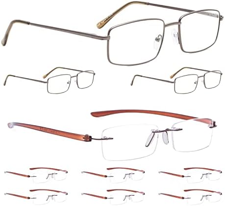 Földhasználati jogok 3 darab Fém Olvasó Szemüveg + 7 Csomag Keret nélküli Szemüvege( Összesen 10 Pár Olvasók +2.50)