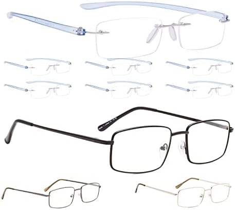 Földhasználati jogok 7 Csomag Keret nélküli Szemüvege + 3 darab Fém Olvasó Szemüveg (Összesen 10 Pár Olvasók +1.50)