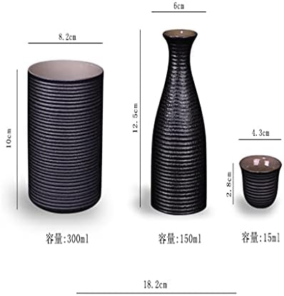 SLATIOM Kerámia Kedvéért Pot Csésze Szett Fekete Kerámia Ital Flaska Bort, Üveg Poharak Tálca Készlet (Méret : B)
