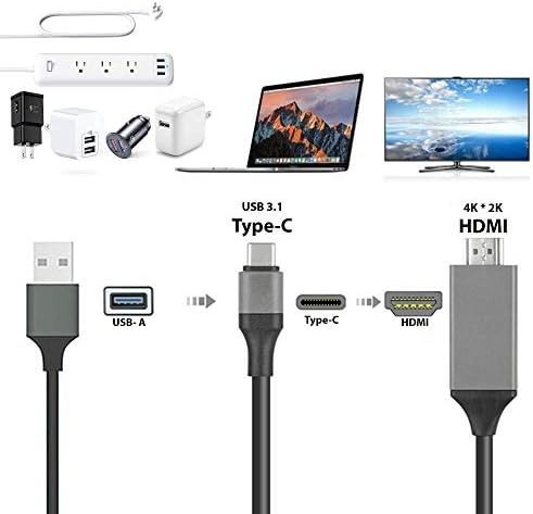 PRO USB-C HDMI Dolgozik a Samsung Galaxy Tab S6 Lite a 4k-s a hálózati Port, 6ft Kábel Teljes 2160p@60Hz, 6Ft/2M Kábel [Szürke/Thunderbolt
