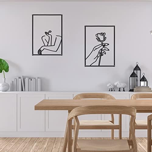 Hotop 2 Db Fém Minimalista Absztrakt Nő Wall Art vonalas Rajz Wall Art Decor Sort Női Haza Lógó Wall Art Dekoráció Konyha, Fürdőszoba,