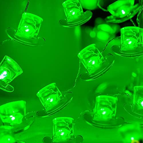 BOHON Szent Patrik Nap Dekoráció Zöld Manó Kalap String Fények 10 ft 30 Led-ek tündérfény elemes Hálószoba Fél Ünnepe Ír Szent