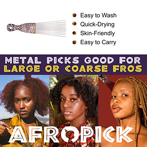 Afropick Fém, Fekete Haj, Válassz Természetes Göndör, Hosszú, Sűrű Haja - Afro Vegye Comb, a Férfiak, Nők - Afrikai Művész Tervez,