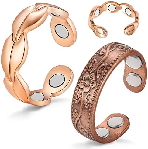 Cigmag 2DB Réz Gyűrűk a Nők - Mágneses Gyűrűk Ujját Hüvelykujjak Erős Mágnesek - Állítható - Ban Szilárd Tiszta Réz Gyűrű,