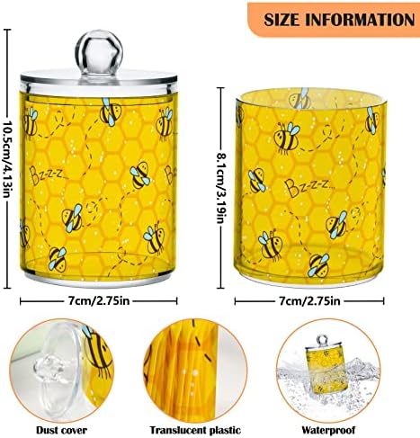 ALAZA 4 Csomag Qtip Jogosultja Adagoló Aranyos Méhek, s Lépek Fürdőszoba Szervező Tartályokat a Vatta/Törlő/Párna/Fogselyem,Műanyag