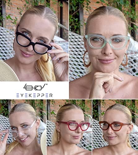 Eyekepper 10% megtakarítás 5 Csomag Női Retro Túlméretezett Olvasó Szemüveg, 5 Csomag Fél Hold Olvasók +0.00