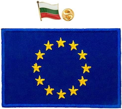 Egy-EGY Ország Bulgária Zászló Fém Jelvény Kitűző+EU Zászló Szimbólum, Jelkép Javítás, Gallér Pin a Helyőrség Kap Battledress, Patche Díszítik