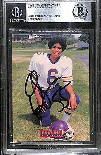 Az IFJABB Junior Seau Aláírt 1992-Ben Pro Line Profilok Töltők Kártya 137 BAS COA Autogram - Dedikált NFL Labdarúgó-Kártyák