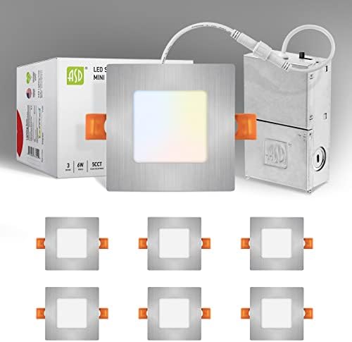 ASD 3 Hüvelykes Ultra Vékony LED Tér Süllyesztett Világítás matt Nikkel, 5 CCT 2700K-5000K, 6W, 30W Eqv, Szabályozható Canless