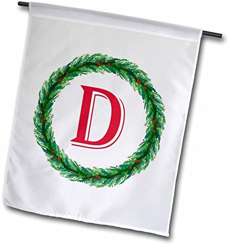 3dRose Karácsonyi Koszorú Monogram D Piros Kezdeti, SM3DR - Zászlók (fl_353347_1)