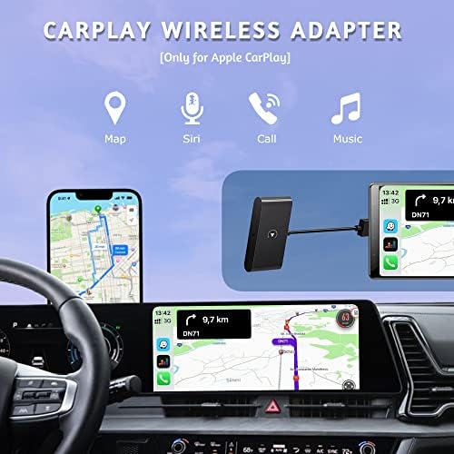 TechoHandy - Vezeték nélküli CarPlay Adapter Gen 2.0 Gyári Vezetékes CarPlay, 2023 Korszerűsített Gyors, Egyszerű Plug&Play