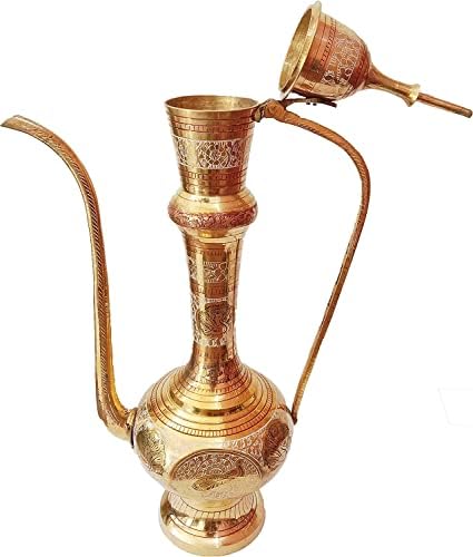 KALPTARU KÉZMŰVES EGY Kézzel készített Gyönyörű Dekoratív Indiai Kézműves Antik Dekoráció Darab Réz Surahi Kancsó (Arany)