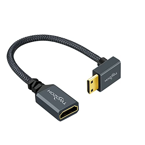 Twozoh 90° Fokos Bal Szög Mini HDMI Male-HDMI Női Kábel 0.6 FT, Ferde Mini HDMI-HDMI Adapter Kábel Támogatja a 3D/4K-s 1080p