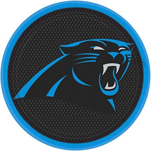 Amscan Party Kellékek DesignWare Carolina Panthers NFL Kerek Lap, Fekete, Kék, 9, 8 ct
