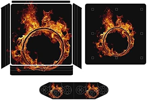Ring of Fire Aranyos Matrica Bőr Védő Vékony Fedezni PS-4 Slim/PS-4 Pro Konzol & 2 Vezérlő